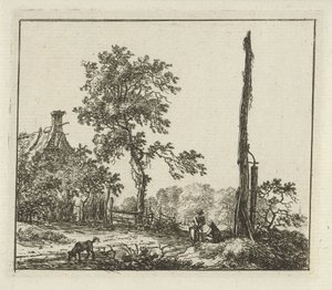 Paysage avec le haut poteau (Zes landschappen)