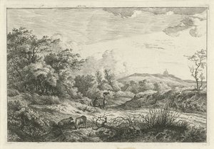 Paysage avec berger et femme - Hermanus Fock