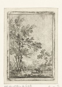 Paysage avec grand arbre et charrette - Hermanus Fock