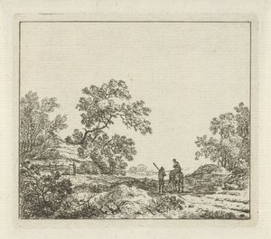Paysage avec un homme à pied et une femme à cheval - Hermanus Fock