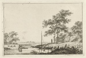 Paysage avec un petit bateau
