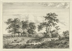 Paysage avec dessinateur et chien