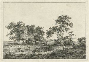 Paysage avec dessinateur et chien