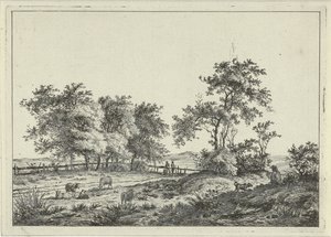Paysage avec dessinateur et chien