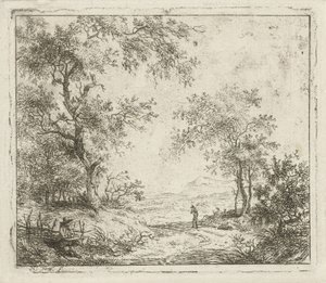 Paysage avec dessinateur et promeneur - Hermanus Fock