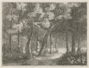 Chasseur et son chien dans la forêt - Hermanus Jan Hendrik van Rijkelijkhuysen
