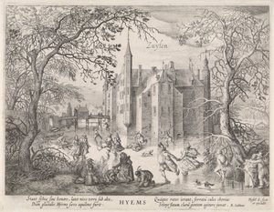 Activités sur la glace devant le château de Zuylen