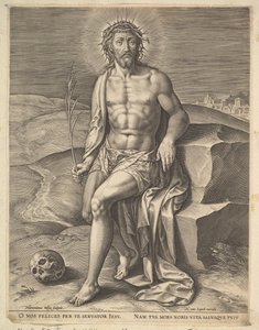 Le Christ assis sur la pierre froide, avant ca. 1586 - Hieronymous Wierix