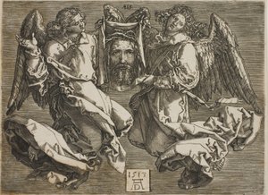 Sudarium présenté par deux anges - Hieronymous Wierix
