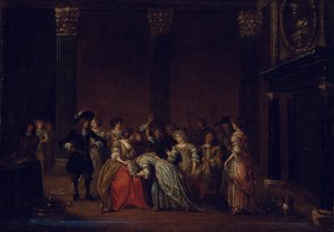 Une compagnie élégante dans un intérieur avec une dispute matrimoniale