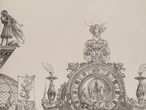 Le Pinacle du portail droit, et un trompettiste et un étendard du portail central, fr..., 1515 - Hieronymus Andreae