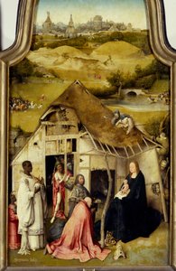 Adoration des Mages. Détail du panneau central. Peinture de Jérôme Bosch (1450-1516) 1510-1511. Madrid, Musée du Prado