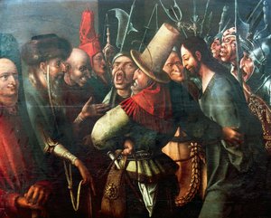 Christ devant Pilate, par Jérôme Bosch, huile sur panneau. Pays-Bas