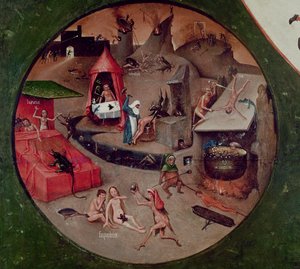 Table des Sept Péchés Capitaux et des Quatre Dernières Choses, détail de l