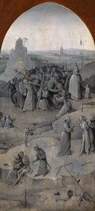 La Tentation de Saint Antoine. Triptyque, verso : Le Christ portant la Croix