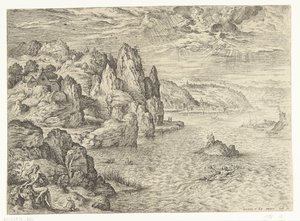Paysage côtier avec Héro et Léandre