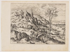 Daphné persécutée par Apollon, extrait de Paysages avec scènes bibliques et mythologiques - Hieronymus Cock