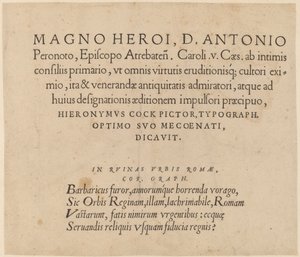 Page de dédicace - Hieronymus Cock