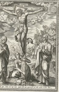 Crucifixion avec Marie, Jean-Baptiste et Marie-Madeleine - Hieronymus Cock