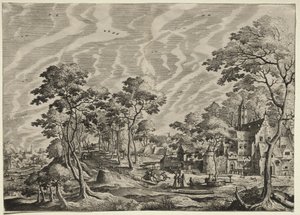 Paysage avec un château à droite, 1630 - Hieronymus Cock