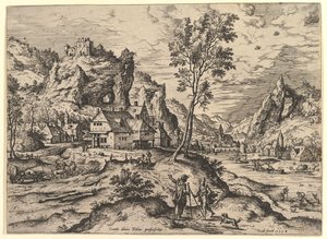 Tobie des paysages avec des scènes bibliques et mythologiques - Hieronymus Cock