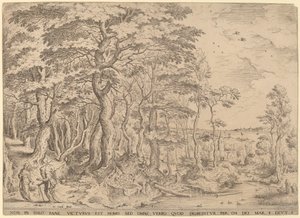 Paysage avec la tentation du Christ - Hieronymus Cock after Pieter Bruegel the Elder