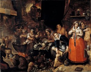 La cuisine des sorcières Peinture par Hieronymus Francken