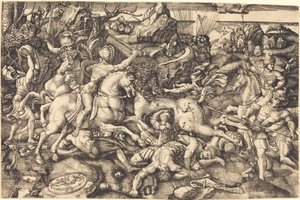 Combat entre Cavaliers et Fantassins - Hieronymus Hopfer after Raphael
