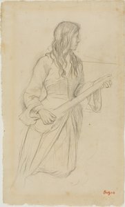 Jeune femme jouant de la mandoline, étude pour le portrait de Mlle Fiocre dans le ballet "La Source"