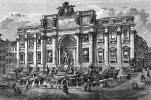 La fontaine de Trevi, Italie, 19e siècle