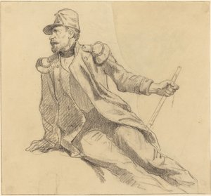 Un soldat assis - Hippolyte Bellange