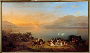 Attaque de la voiture de Joséphine de Beauharnais, Madame Bonaparte, sur les rives du lac de Garde, par des bateaux autrichiens, le 30 juillet