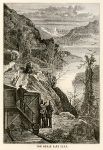 Le Grand Lac Salé, de Le Tour du Monde en Quatre-vingts Jours par Jules Verne (1828-1905) gravé par Prévost, 1873 - Hippolyte Leon after Benett
