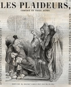 Les Plaideurs (1668) comédie en trois actes - gravure dans "Œuvres de Jean Racine" illustrée par Pauquet et notice par Emile de La Bédollière - 1851