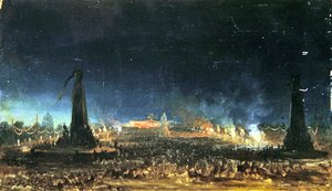 Fête nocturne sur le Champ de Mars, Paris