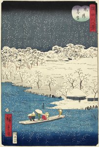 Neige du soir à Hashiba, novembre 1861 - Hiroshige II
