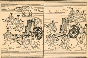 Carrosses tirés par des bœufs - Hishikawa Moronobu