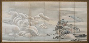 Paysage : deux des quatre saisons, automne et hiver, période Edo - Hishikawa Sori