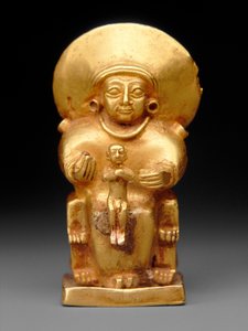 Déesse assise avec un enfant, c.1300 av. J.-C. (or)
