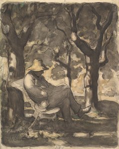 Un Homme Lisant dans un Jardin