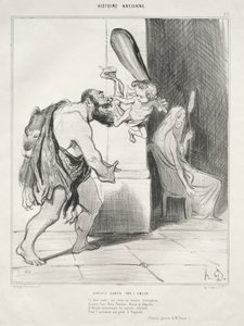 Histoire ancienne, planche 25 : Hercule subjugué par Cupidon, 18 septembre 1842 - Honoré Daumier