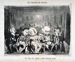 Œuvre de Honoré Daumier (1808-1879) Charivari date de 1852 : Série LES TRAINS DE PLAISIR -Un train de plaisir. - Deux heures du matin. MUSÉE DES BEAUX-ARTS - PALAIS LONGCHAMP, MARSEILLE - Honoré Daumier