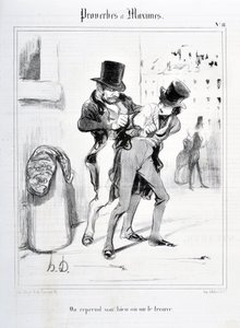 Œuvre de Honoré Daumier (1808-1879). Charivari daté de 1840 : Série PROVERBES ET MAXIMES « Nous reprenons notre bien ou nous le trouvons ». MUSEE DES BEAUX ARTS - PALAIS LONGCHAMP, MARSEILLE. - Honoré Daumier