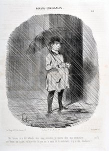 Œuvre de Honoré Daumier (1808-1879). Charivari date de 1842 : Série MŒURS CONJUGALES - Ma femme m
