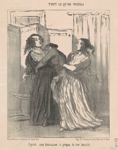 Ayant une discussion à propos de leur beauté - Honoré Daumier