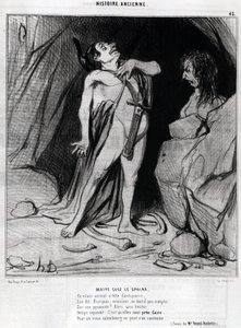 Caricature par Honoré Daumier sur Œdipe et le Sphinx, dans « Charivari », 12 décembre - Honoré Daumier