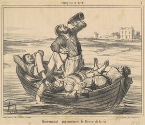 Descendant joyeusement le fleuve de la vie - Honoré Daumier