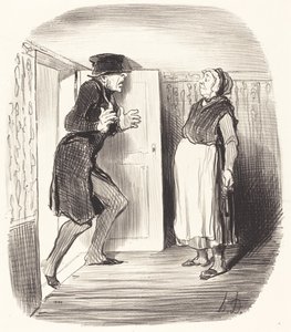 Inconvénient de visiter sans précaution un entresol... - Honoré Daumier