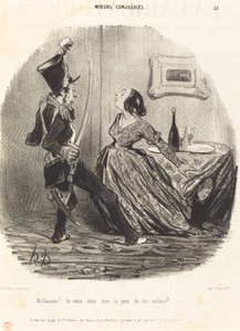 Malheureux! tu veux donc tuer le père de tes enfants? - Honoré Daumier