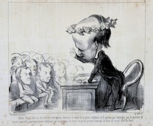 Souvenirs du Congrès de la Paix : Victor Hugo (No. 1 de la série) - par Daumier, dans « Charivari » du 06/09/1849 - Honoré Daumier